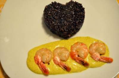 riso venere gamberi e curry