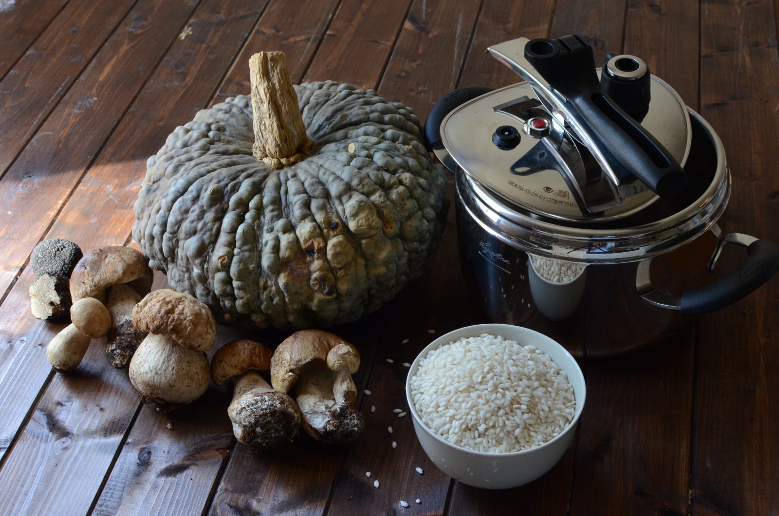 Riso alla zucca e funghi in pentola a pressione Giulia Golino Cook